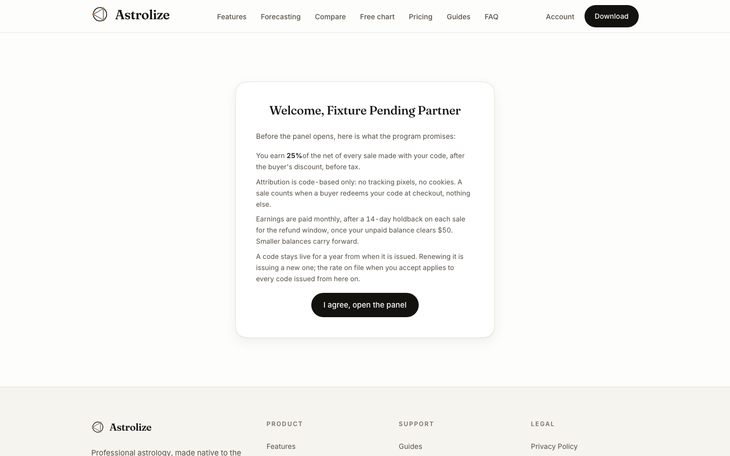 Program terms that an invited partner must review before access.
